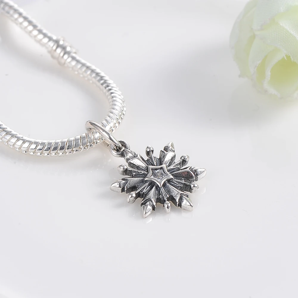 Devolove Freeze Снежинка бисера Красивая подвеска серебряные бусины 925 пробы Fit Pandora