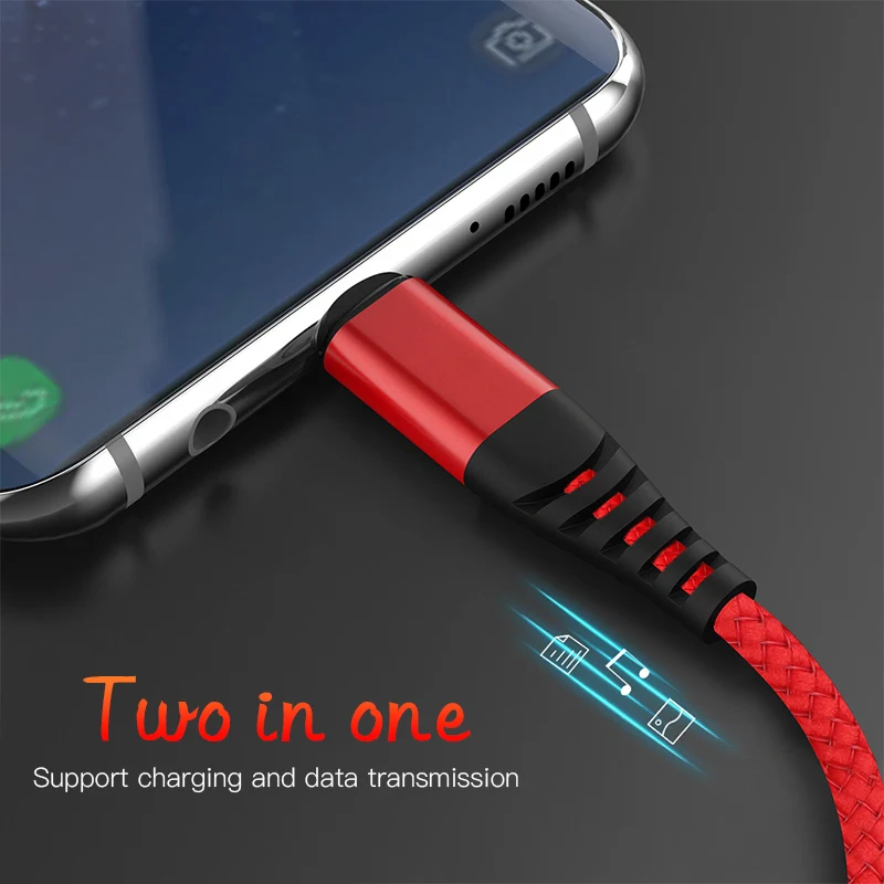 USB кабель для iPhone передачи данных быстрой зарядки нейлоновый Плетеный Micro Type C Samsung