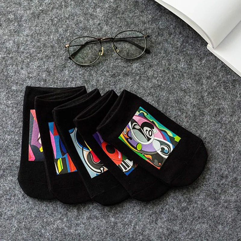

Fashion Unisex Colorful Printing ankle sock lovers 1Pair 2020 New Women trendy Clothing Accessories Cotton Men personality
