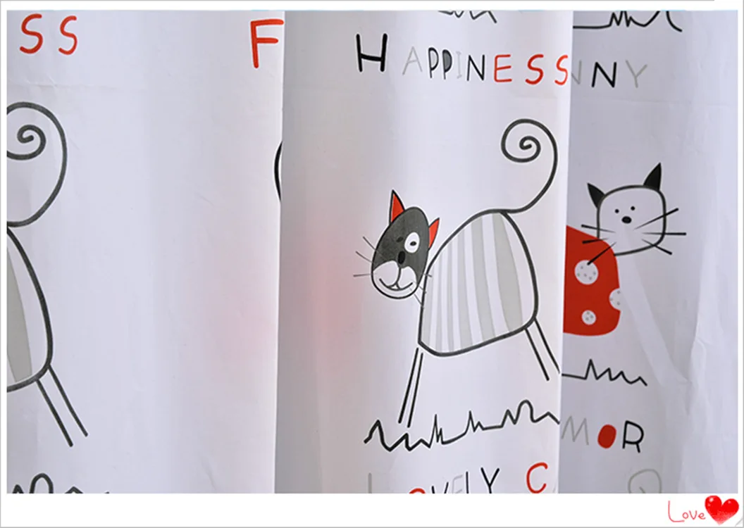 

Cartoon cat PEVA shower curtain environmental anticorrosion thick with hook10