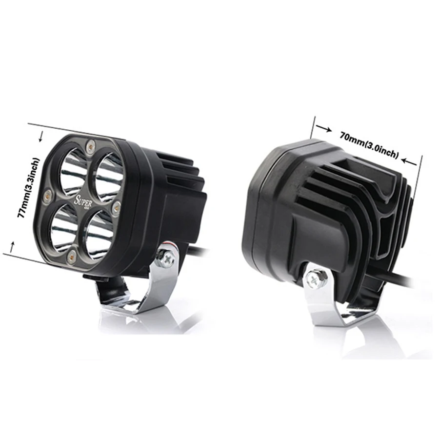3 Inch Motorcycle White Work Headlight Amber Fog Light Spot 40W 8000LM 6500K Super Bright Aluminum IP67 |