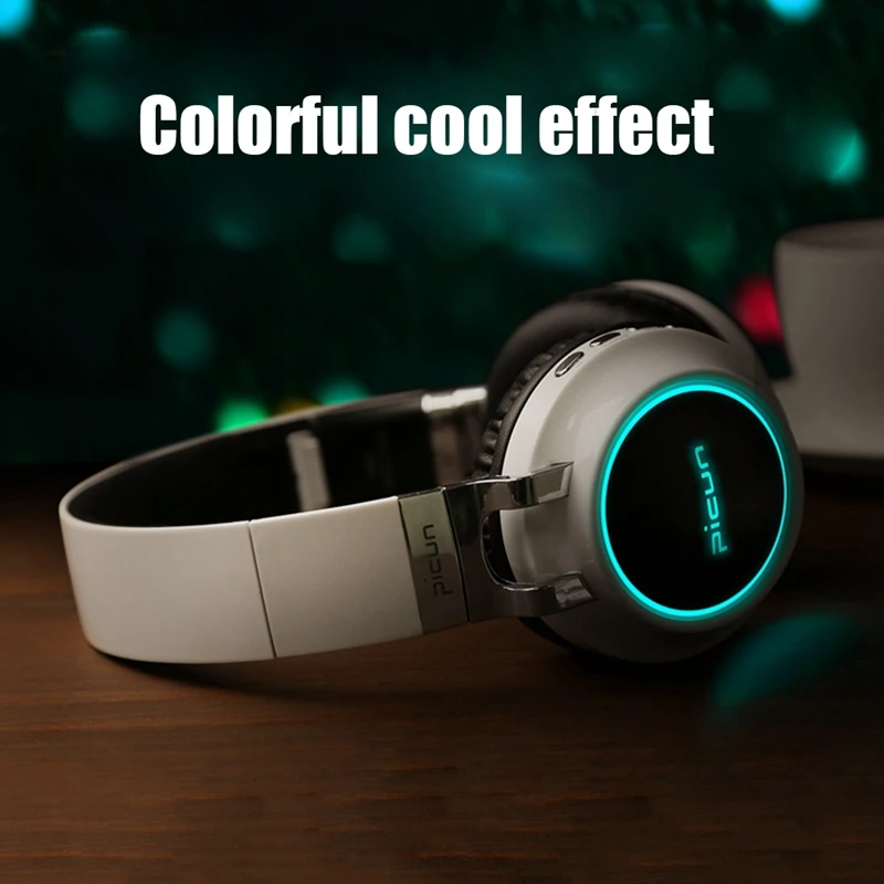Беспроводные наушники Picun P60 Bluetooth светящиеся 24 часа работы mp3 плеер с микрофоном