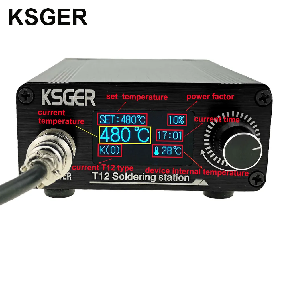 KSGER T12 паяльная станция STM32 V2.1S OLED сварочные инструменты для пайки наконечники