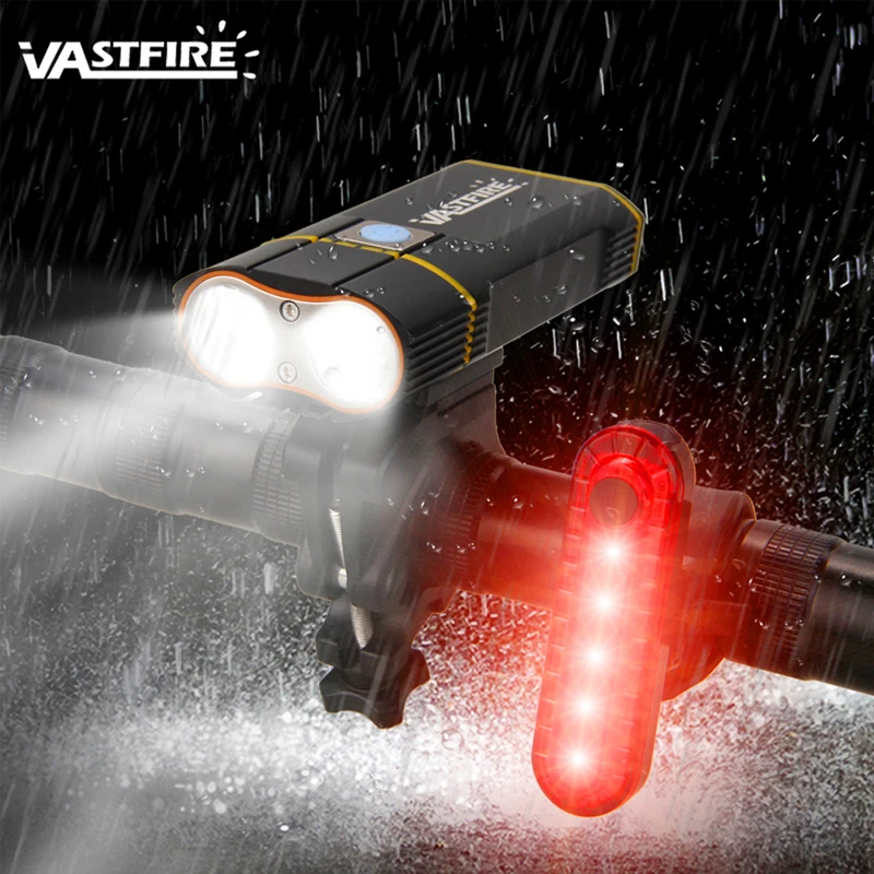 

Waterproof Bike Light 4 Modes T6 LED Cycling Lamp USB Rechargeable MTB Road Bike Headlight with Built-in Battery for Cycling
