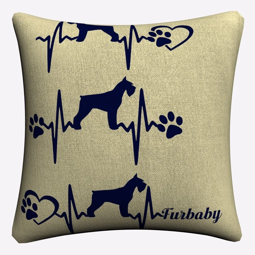 Geometric Schnauzer Dog Cushion Covers Decorative Square Throw Pillow Cover Chair Sofa Cotton Linen Pillowcase | Дом и сад