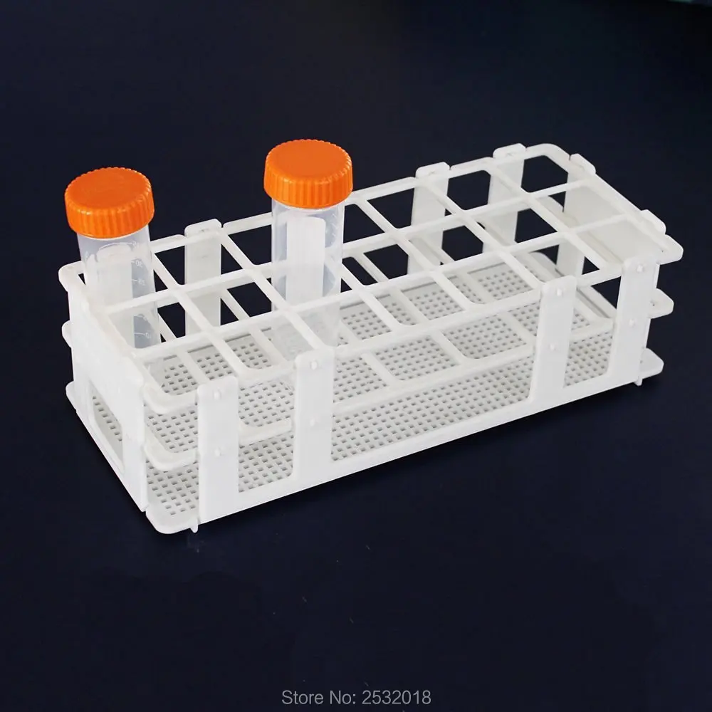 Plastic Test Tube Rack for 30mm Tube, 21 Well, White,Detachable (21 Hole) ,tube box.