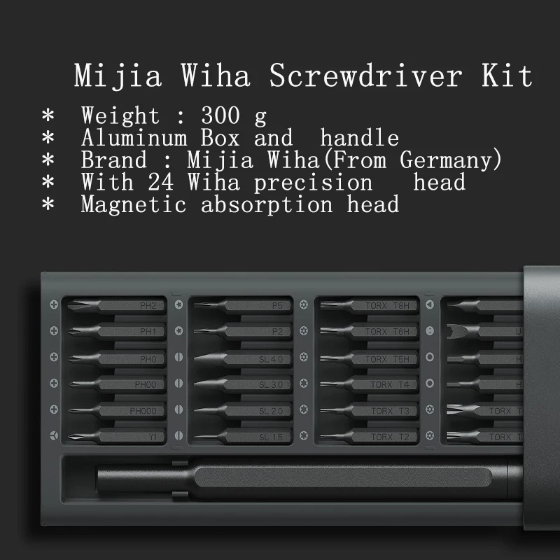 Original Xiaomi Mijia Wiha Daily Use Screwdrive Kit 24 Precision Magnetic Bits AL Box Screw Driver xiaomi smart home Set | Электроника
