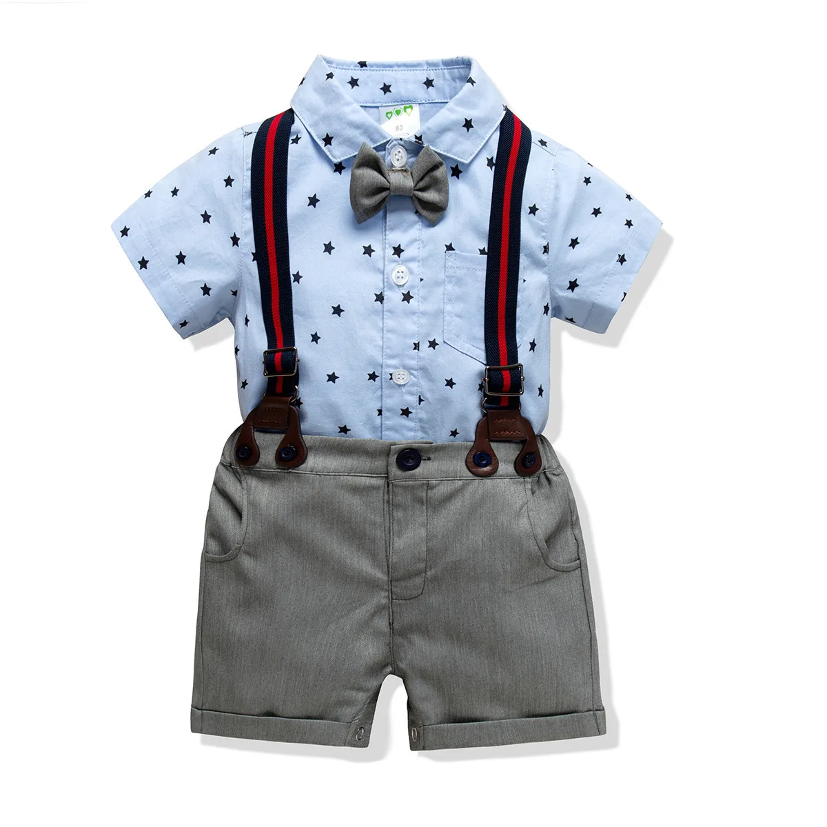 

2019 Spring And Summer Male Baby Full Dress Baby Clothes Pure Cotton Salopettes Suit Thin Section Gentleman Go Out Climb Clothes