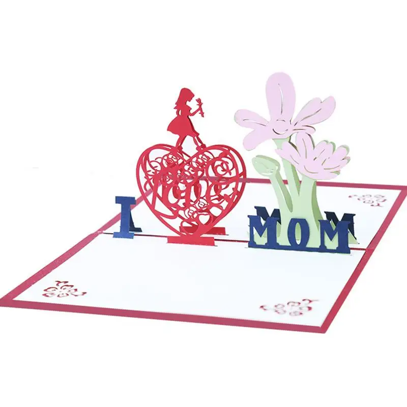 3D всплывающие поздравительные открытки I Love Mom бумага ручной работы ремесло