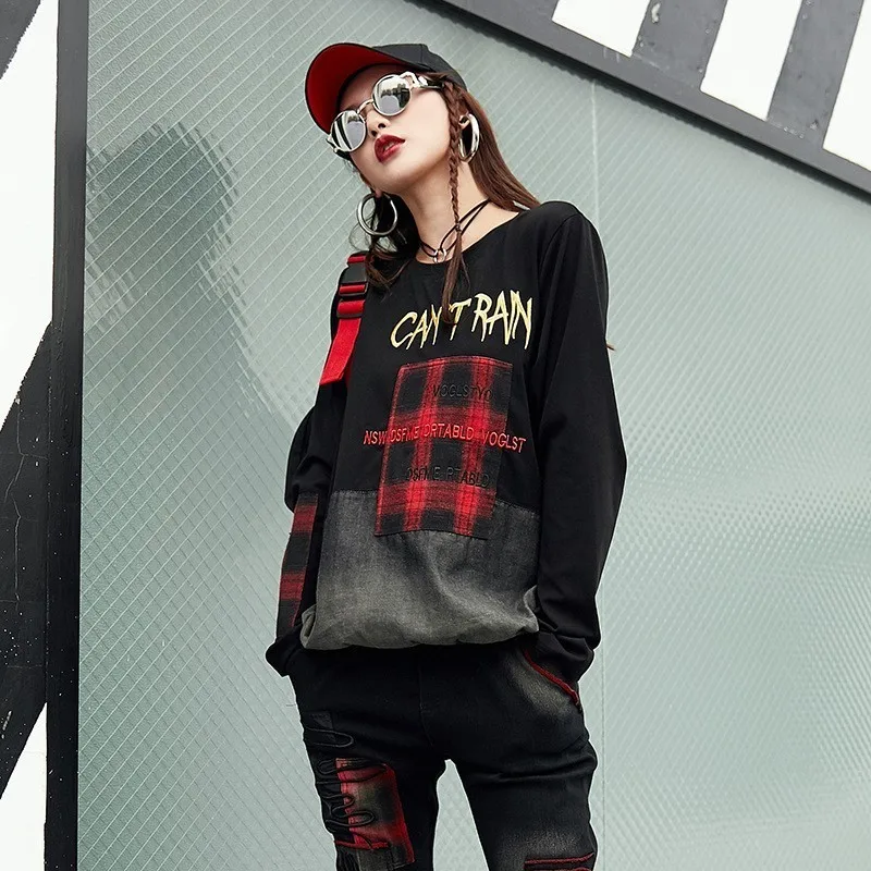 Max LuLu Роскошные корейские Harajuku Брендовые женские весенние кроп-топы, женские джинсовые клетчатые футболки, хлопковые повседневные женские винтажные футболки