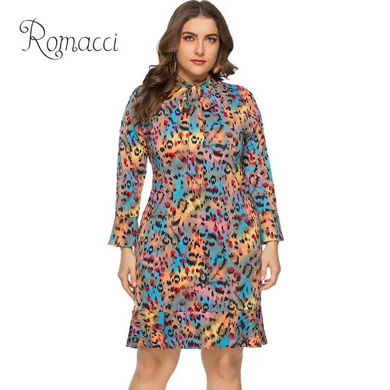 Женское платье с леопардовым принтом Romacci элегантное средней длины длинным