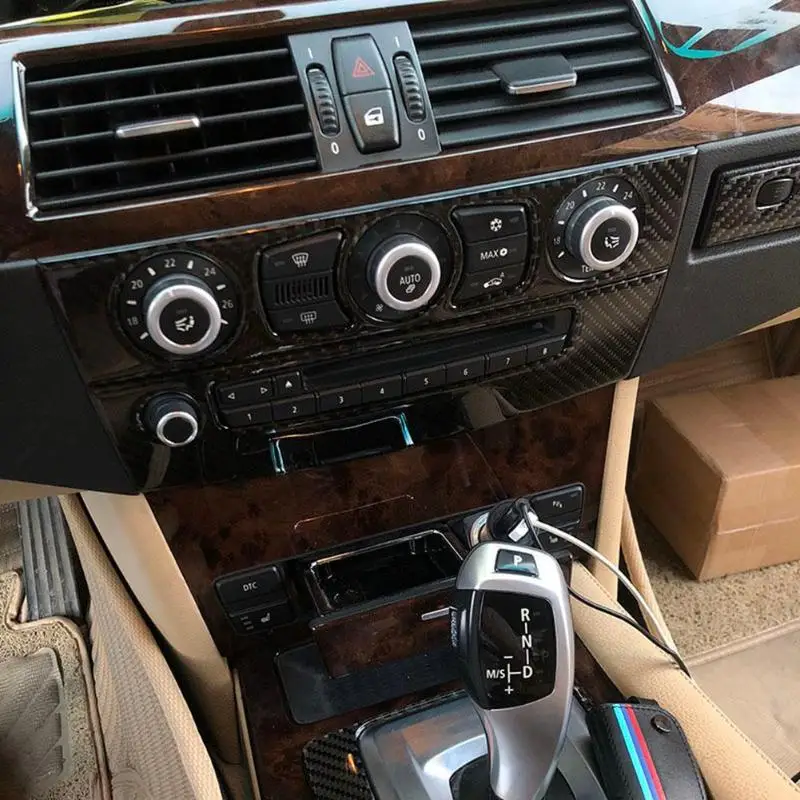Черный автомобильный Кондиционер из углеродного волокна AC CD панель управления