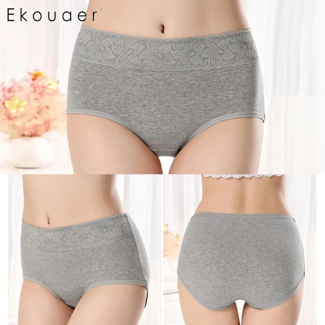 Ekouaer 4 шт./кор. Для женщин трусики 100% хлопоковое Сексуальные трусы мягкие дышащие