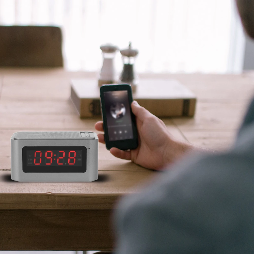 Настольный мини Bluetooth-динамик с будильником FM-радио MP3 музыкальный плеер TF карта