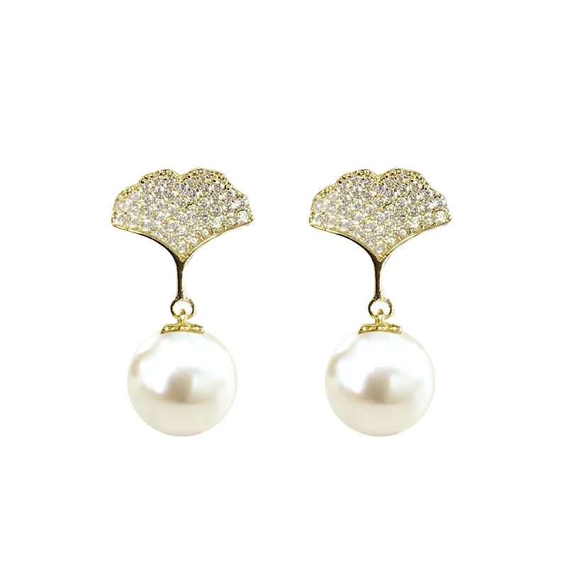 Женские серьги в форме листа гинкго серьги-подвески золотого цвета с имитацией