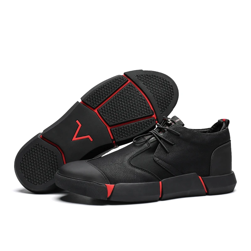 High Quality Top Shoes Men Leather All Black England Style Men's Sneakers Breathable Casual Flats Brand 2019 Fashion | Обувь