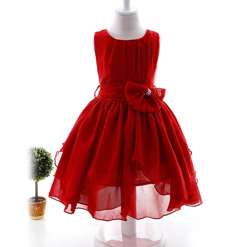 2019 Children Girls Dress Flower Sequined Red White Party Princess Costume Child Dresses for 6 7 8 9 10 to 12 Years B1A9BA | Детская