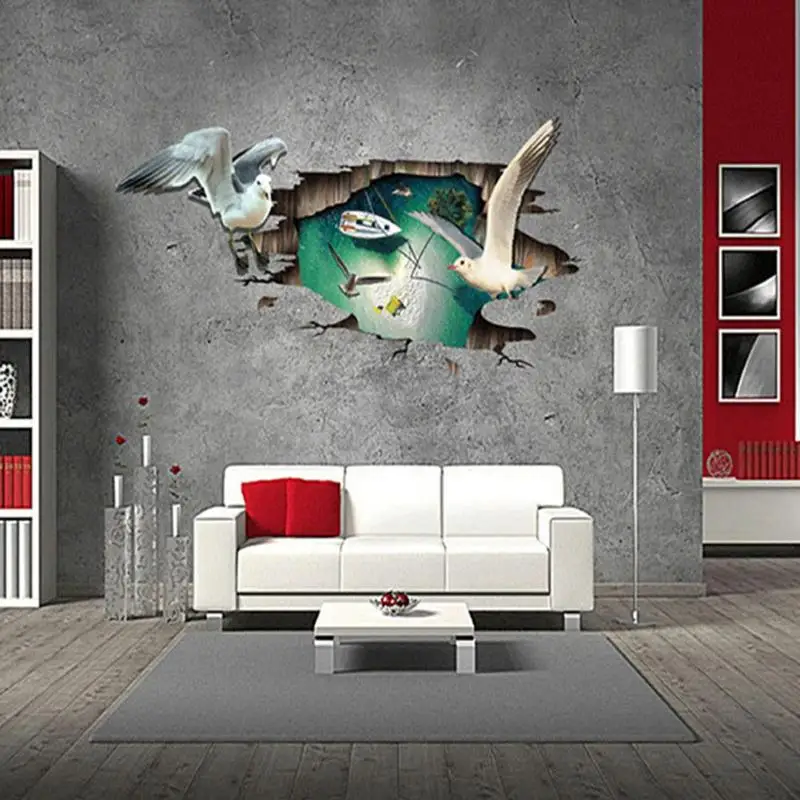 3D DIY Seagull остров уплотненный водонепроницаемый ПВХ самоклеющиеся наклейки на