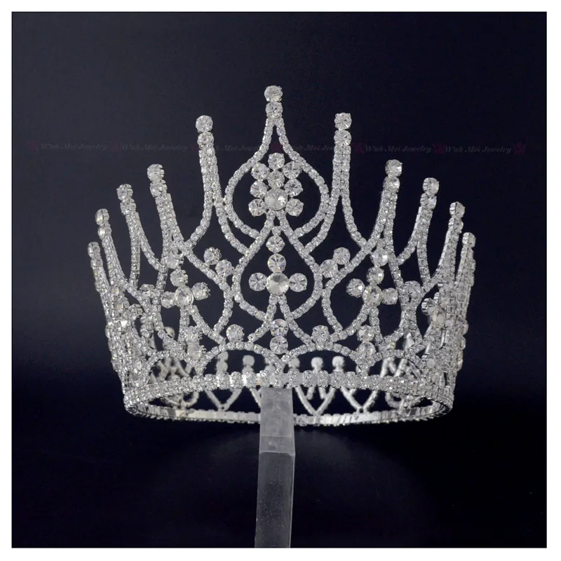 Full Large Crowns For Lady Bridal Weddind Tiaras Miss Beauty Pageant Queen Headwear Rhinestone Fashion Jewelry Hair Crown 01681