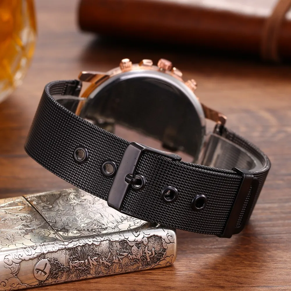 Модные кварцевые мужские часы 2021 с сетчатым ремешком из сплава деловые простые