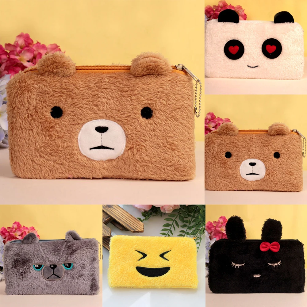 Kawaii мультяшная милая плюшевая панда кролик Сумочка для ручек и карандашей пенал
