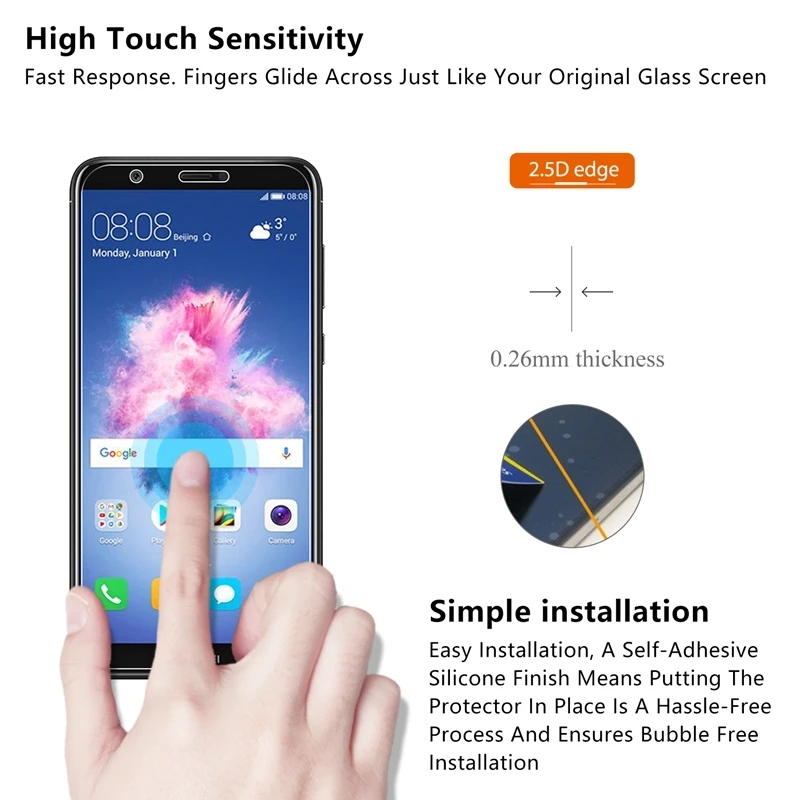 Закаленное стекло 9H для Huawei P Smart 5 6 дюйма 2.5D 0 26 мм Защитная пленка экрана