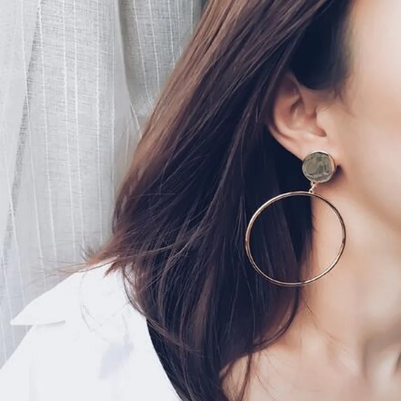 Серьги подвески для женщин и девочек большие круглые серьги Золотые Висячие