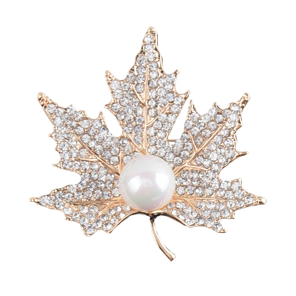 1 ПК прозрачный брошь нежная модная бутоньерка из кленового листа с жемчугом