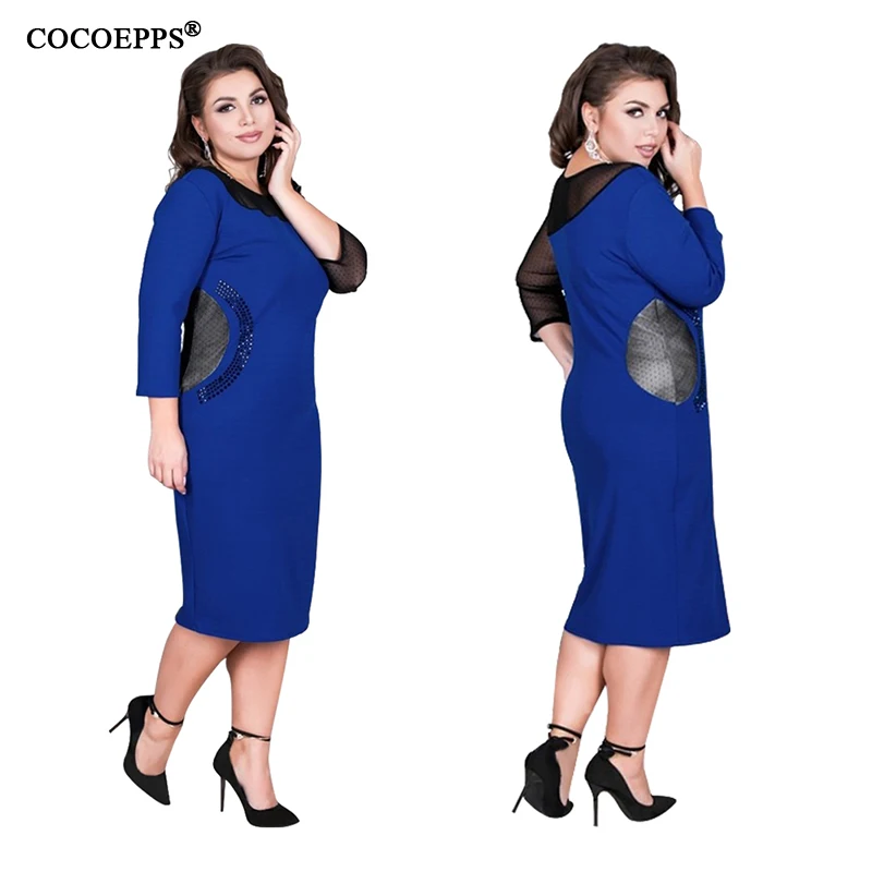 Сетчатое винтажное вечернее платье COCOEPPS 5xl 6xl в стиле пэчворк женское облегающее
