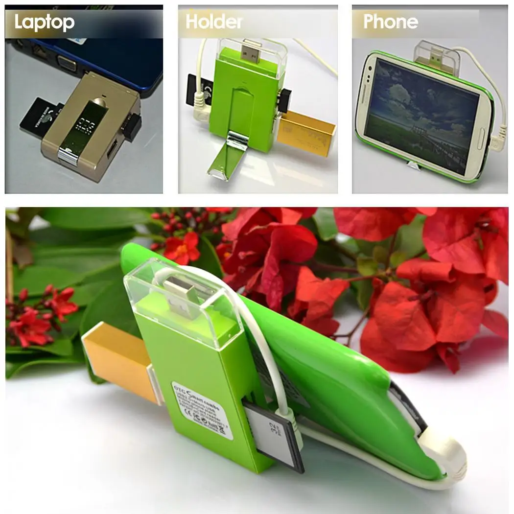 USB 2 0 OTG адаптер высокоскоростной кард-ридер как картинка с держателем мобильного