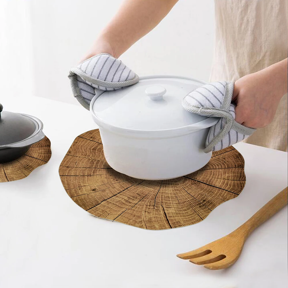 2 шт. деревянные коврики обеденные столовые приборы коврик в форме лотоса чашка