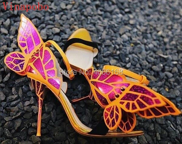 2019 новые женские цветные сандалии на высоком каблуке с бабочкой вечерние туфли