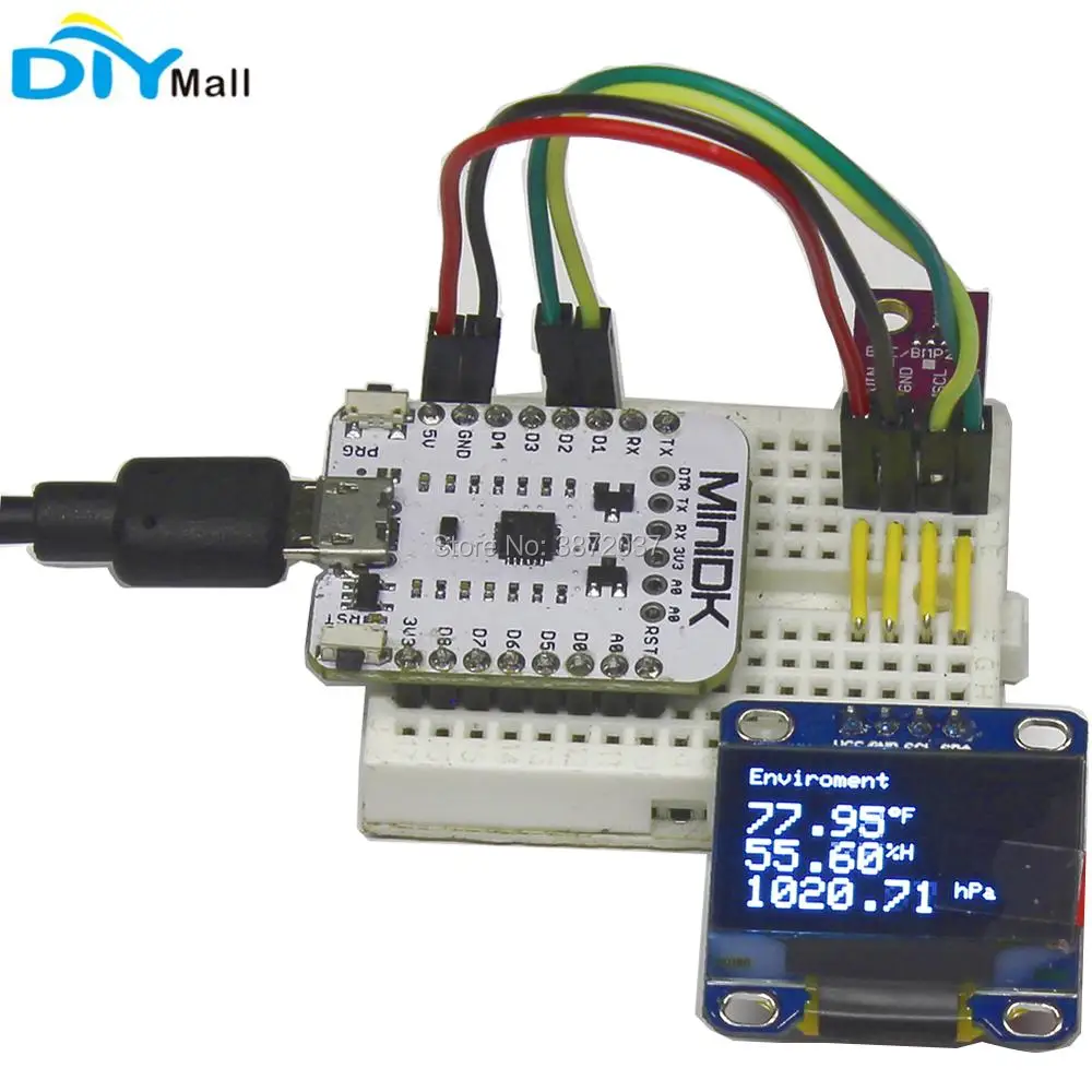 Weather Station Kit MiniDK ESP8266 макетная плата 0 96 OLED дисплей BME280 датчик температуры провод