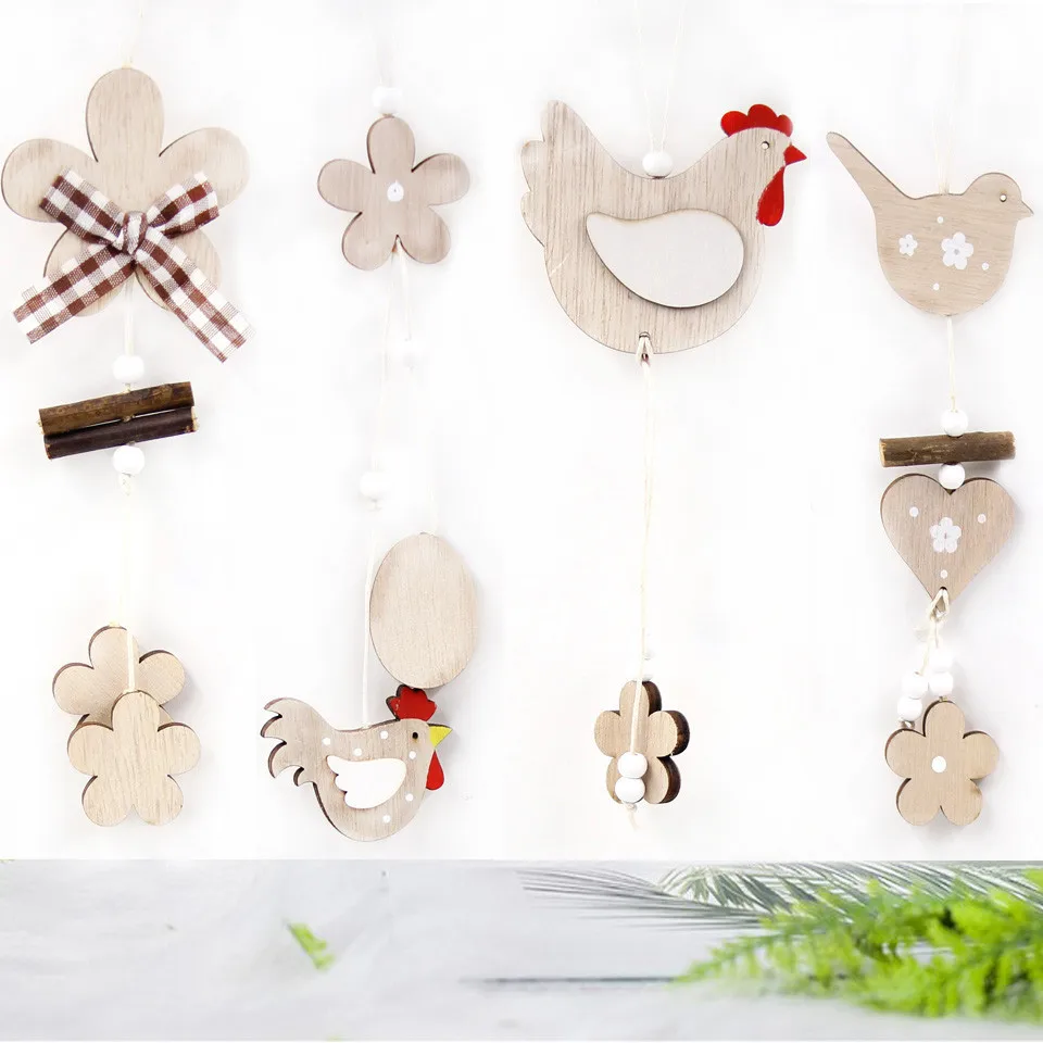 1 шт. DIY милые деревянные яйца & цыпленок Бабочка цветок пасхальные Подвески
