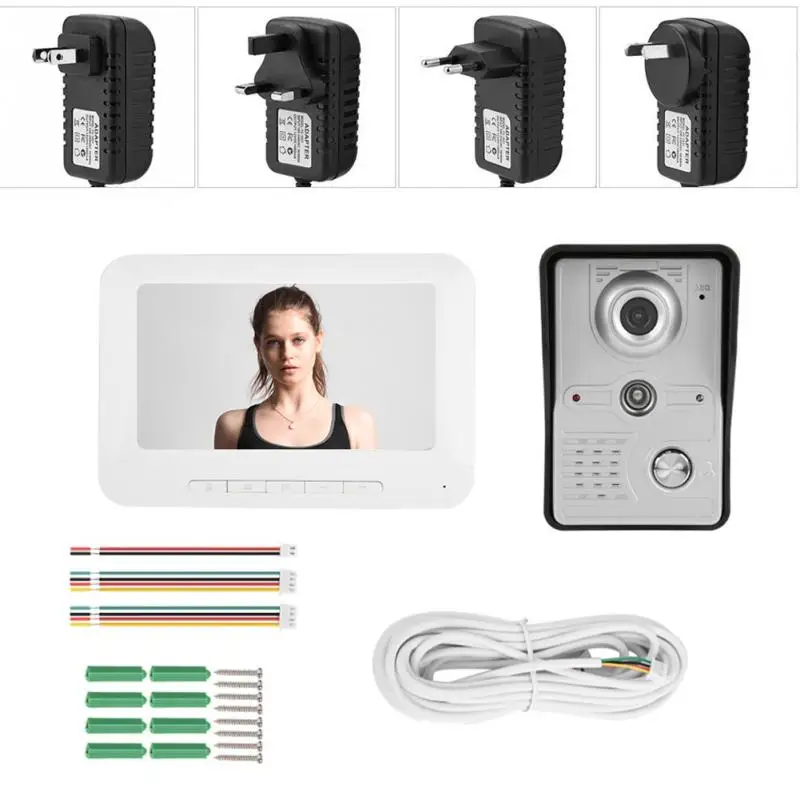 7-дюймовый цветной ЖК-экран цифровой дверной звонок Водонепроницаемый Звонок