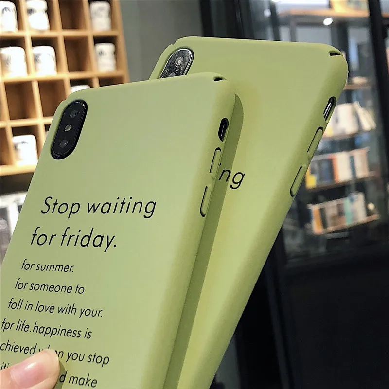 Lovebay Phone Case For iPhone 6 6s 7 8 Plus X XR XS Max Fashion Cute Cartoon Letter Matcha Green Hard PC |