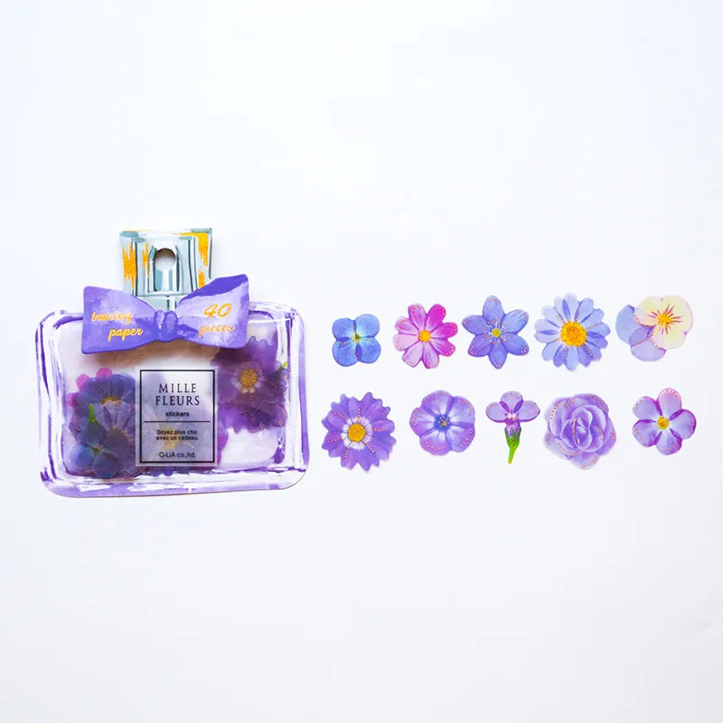 

40PCS Lovely New Perfume Bottle Petals Sticker Children Stationery For DIY Albums Scrapbooking Diary Decoration Depicting