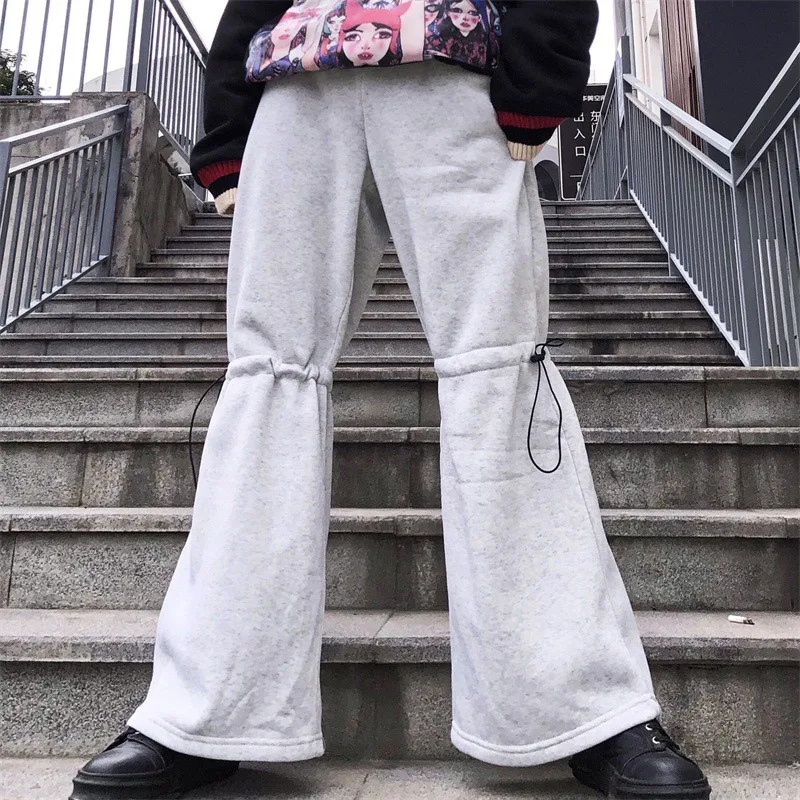 VGH Autumn Winter Women Pant High Waist Loose Pockets Harajuku Sports Trousers Flare Pants 2019 Fashion Korean New | Женская одежда
