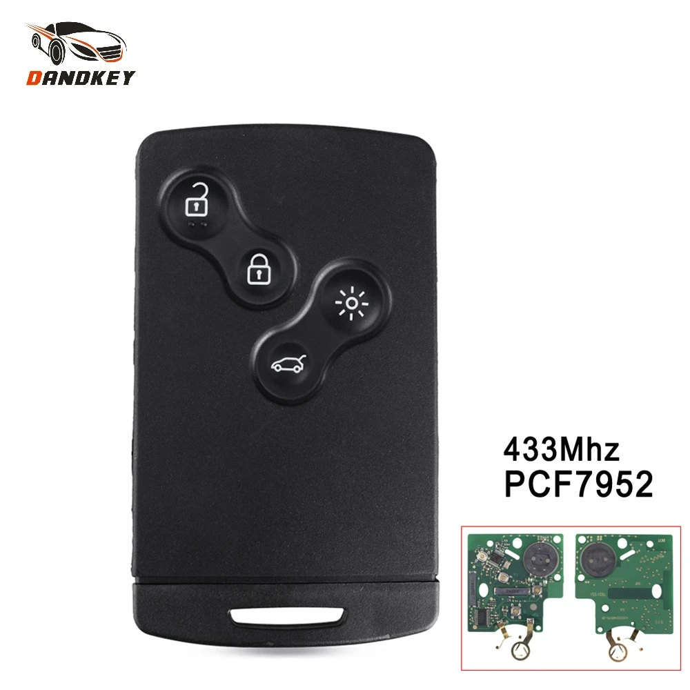 Dandkey 3/5 шт. пульт дистанционного управления PCF7952 чип карта 4 кнопки для Renault Megane Scenic