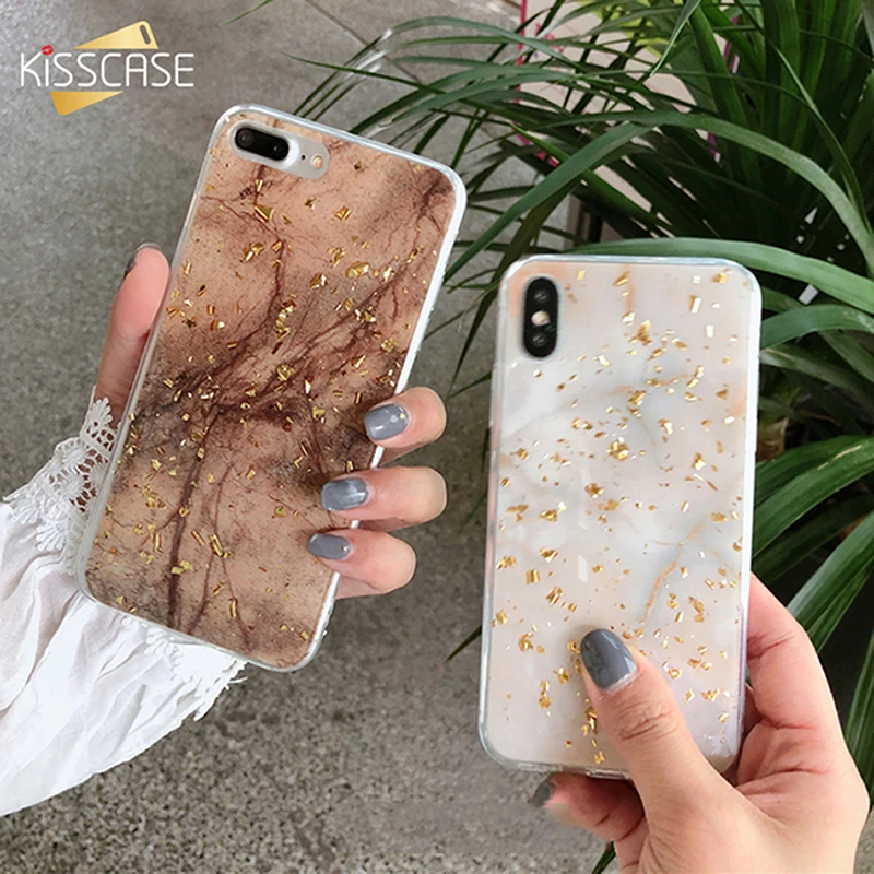 KISSCASE мраморный чехол для iphone X 6 6s 7 8 PlusFashion позолоченный Блестящий блестящий