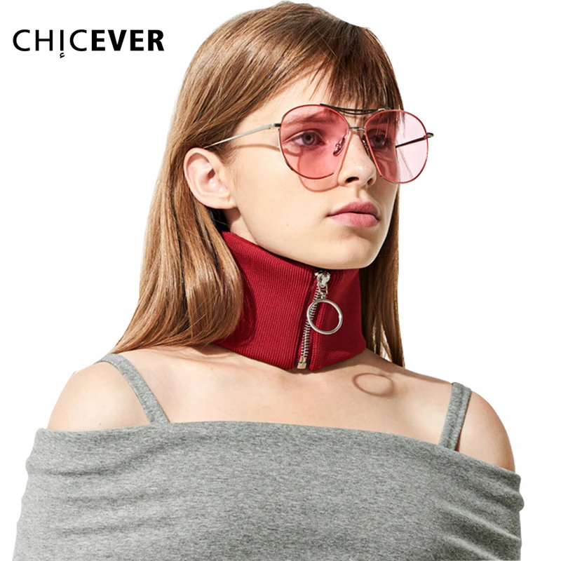 [CHICEVER] 2019 зима круговая молния 100% шерсть вязаная теплая кольцо чокер шарфы для