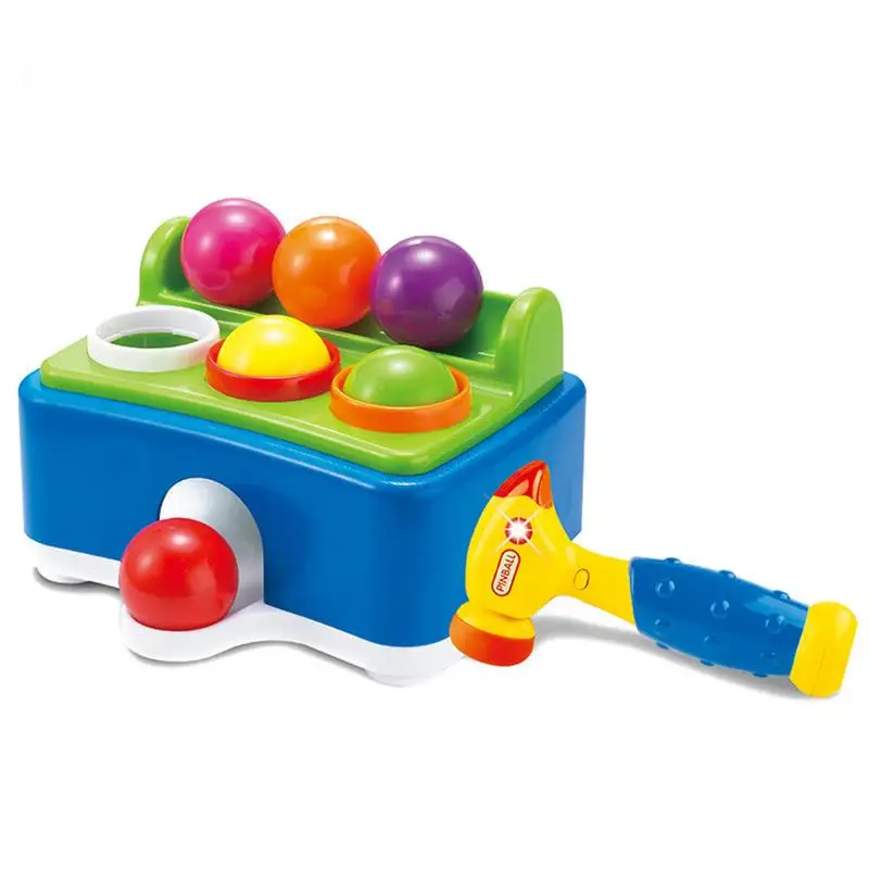 

Table Ball Pounding Toy Music Educational Toy With Hammer Colored Ball Baby Stress Reliever Toy