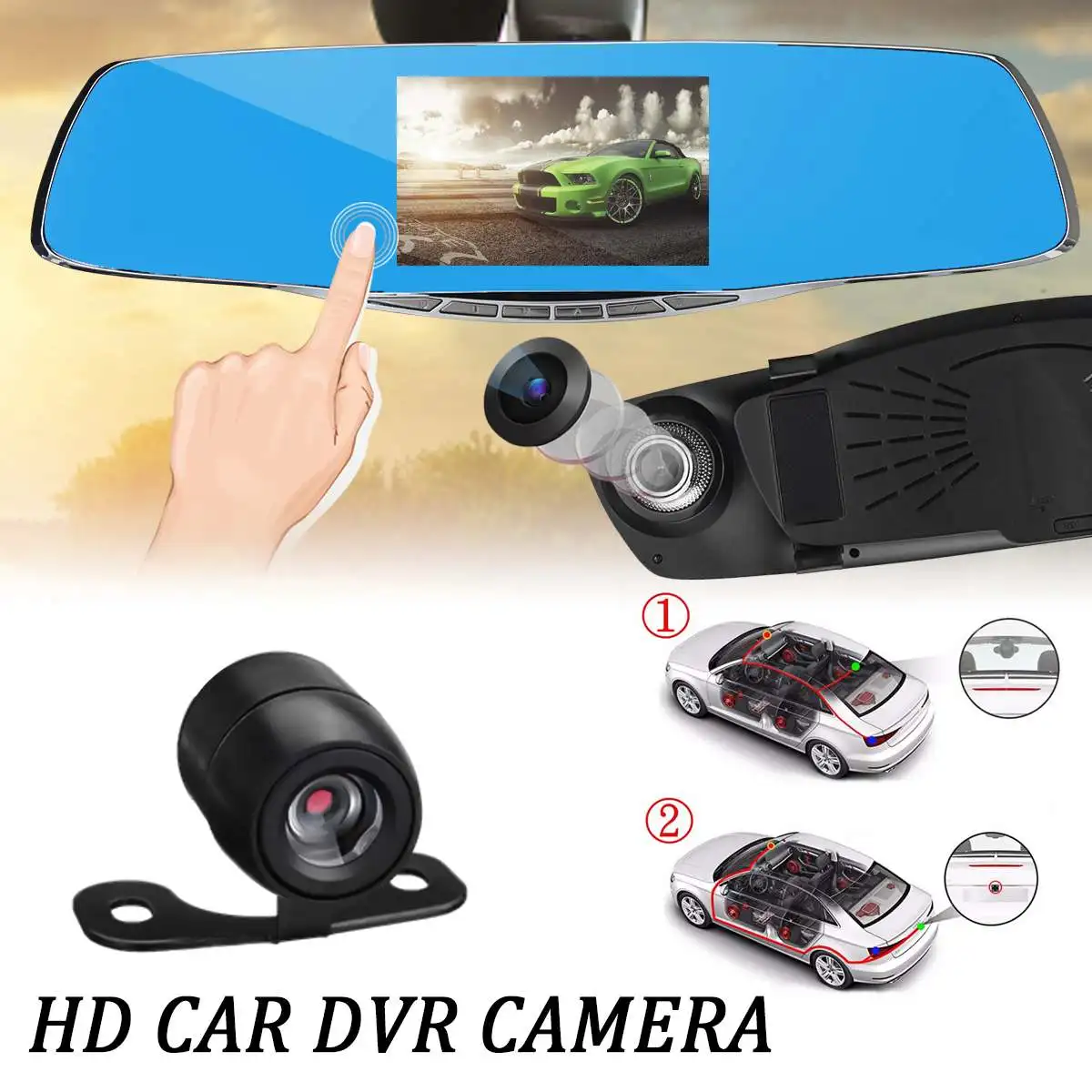 " FHD 1080P 170 градусов с двумя объективами, автомобильная dvr камера, Парковочное зеркало заднего вида, видео регистратор, видеорегистратор, ночное видение, gps навигация