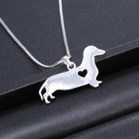 cute animal dog pendant necklaces for women dog pet silver color chain hollow heart charms choker dropshipping friendship gifts