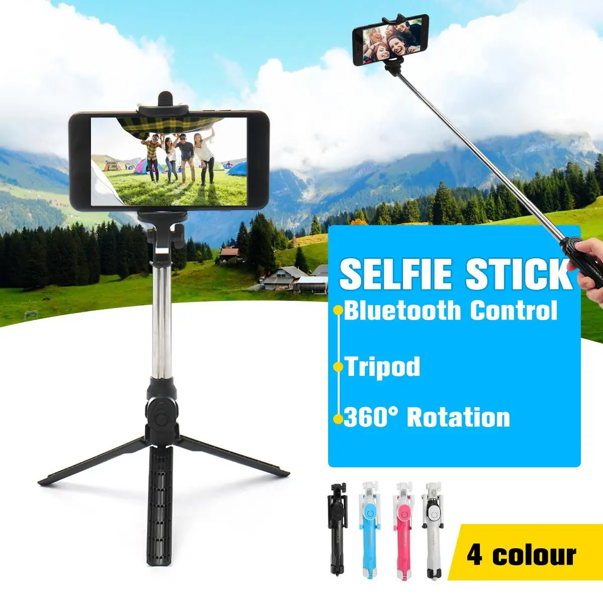 Выдвижной ручной монопод для селфи мини-штатив с bluetooth-затвором держатель