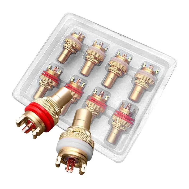 AABB 8pcs красный + белый RCA гнездо шасси высокое качество CMC Женский Разъем Phono медь