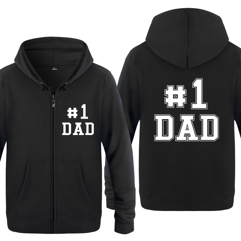 

#1 DAD Creative Fathers Day Gift Sweatshirts Men 2018 Mens Zipper Hooded Fleece Hoodies Cardigans