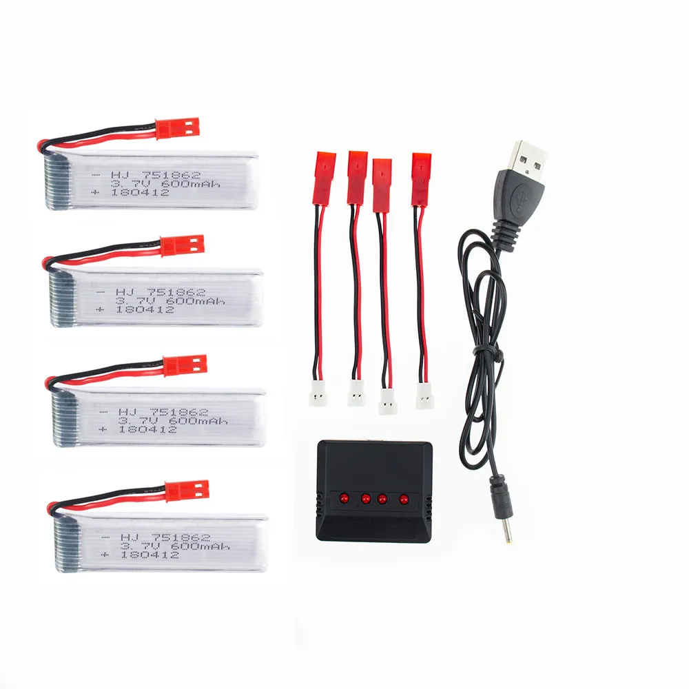 4 5 6 шт 3 7 V 600mAh Lipo батарея для Syma S032G WLtoys V959 V929 Udi U818A Квадрокоптер 751862|Детали и