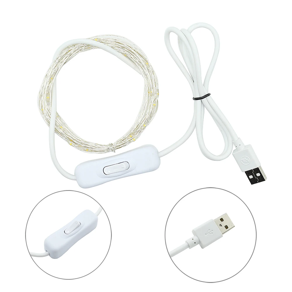 5 м 50 светодио дный s USB Медь свет шнура DC5V ON/OFF переключатель безопасный