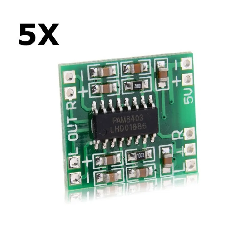 CLAITE 5 шт./лот Миниатюрный цифровой усилитель плата 2x3 Вт PAM8403 USB операционный чип 2